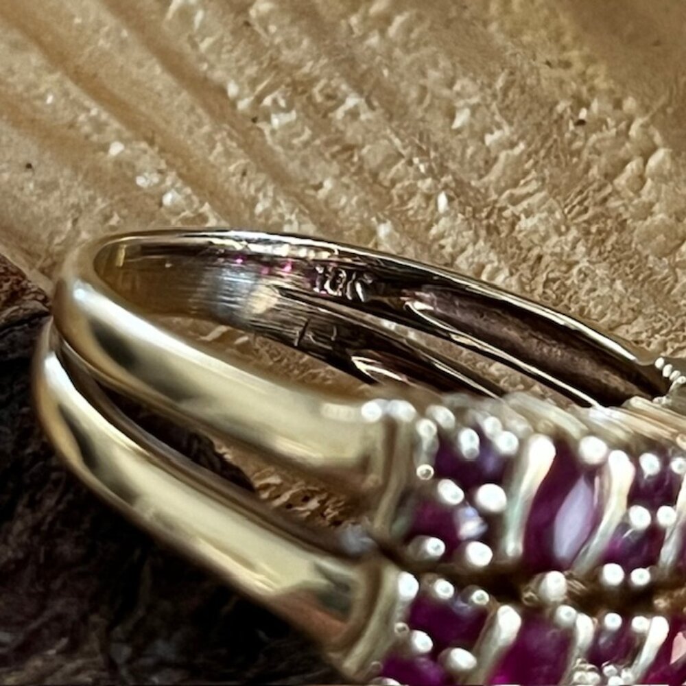 Vintage Ruby Ring 10K Yellow Gold Setting Double Band Size 7 - Picture 8 of 10